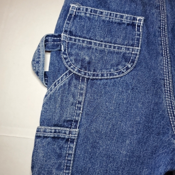 Lakin McKey Boy Girl 12M Denim Bib Overalls Carpenter Farm Ranch Toddler Vtg. - Picture 6 of 7